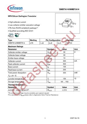 MMBTA 14 LT1 datasheet  